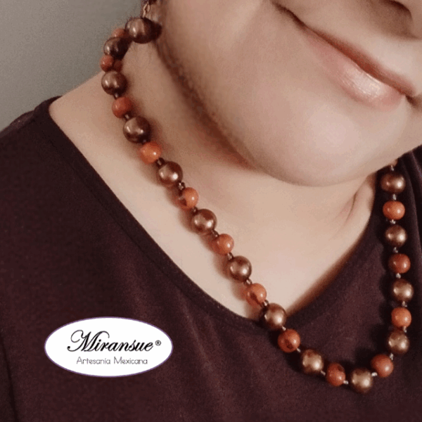 Exclusivo Set de Joyería Marrón con Semilla de Acaí y Perlas - Image 2